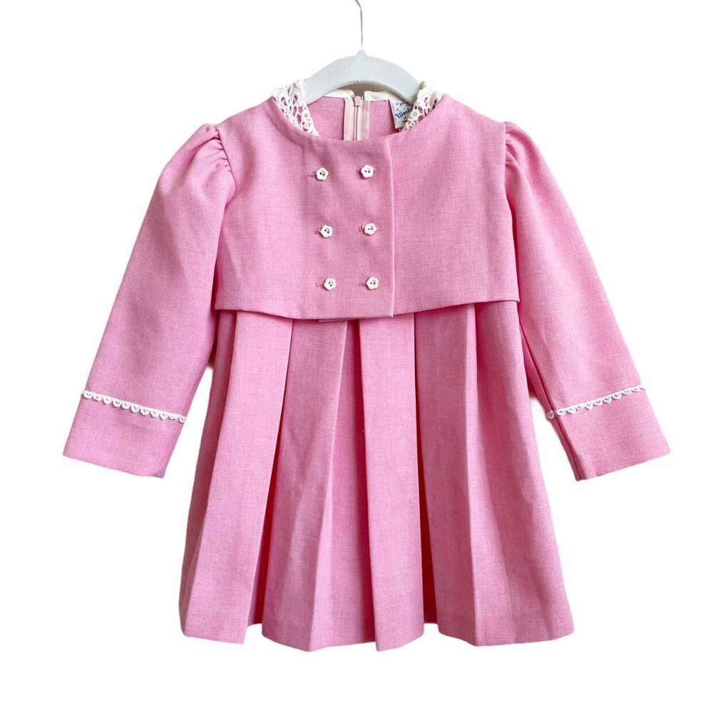 Vintage Pleated Shift Dress w/ Cropped Jacket - Picture 1 of 15